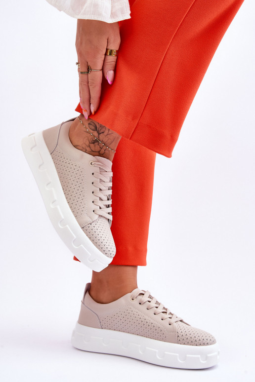 Leather Sports Shoes On A Chunky...