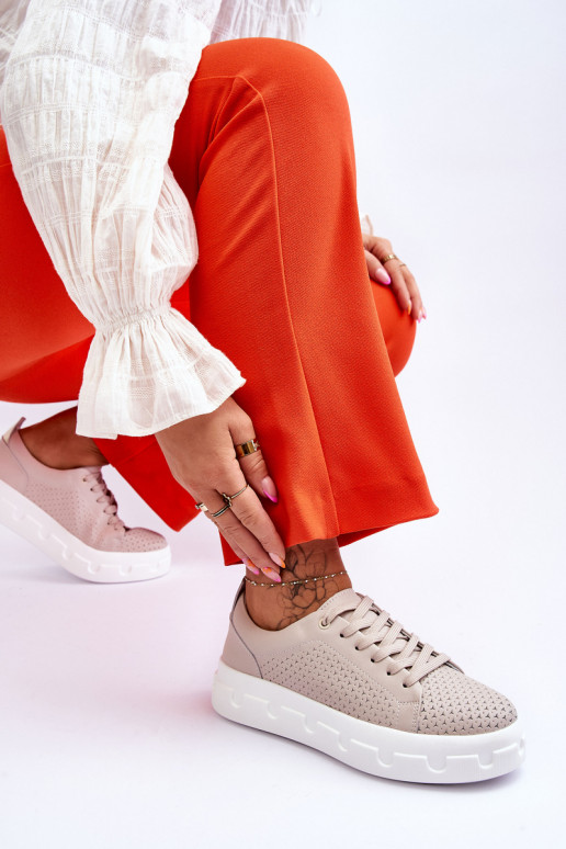 Leather Sports Shoes On A Chunky...