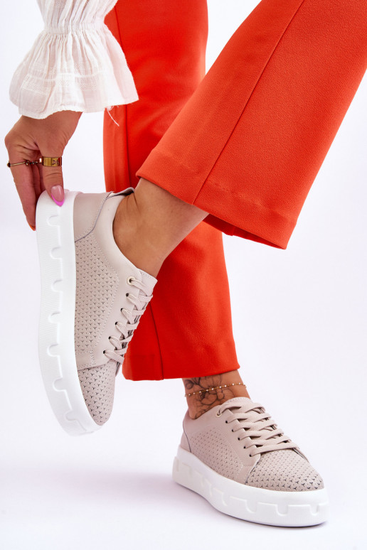 Leather Sports Shoes On A Chunky...