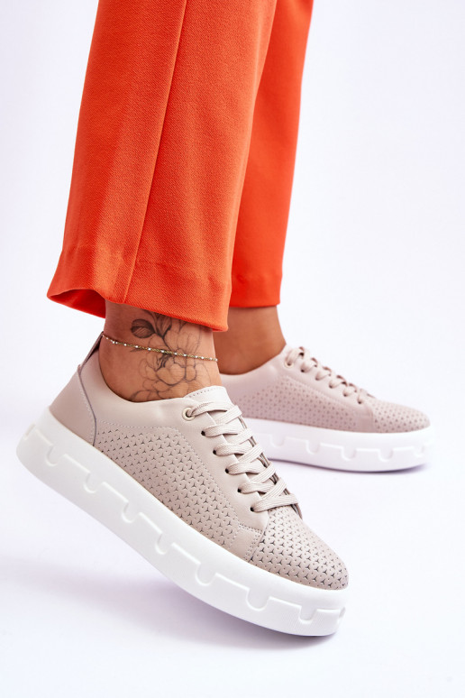 Leather Sports Shoes On A Chunky...