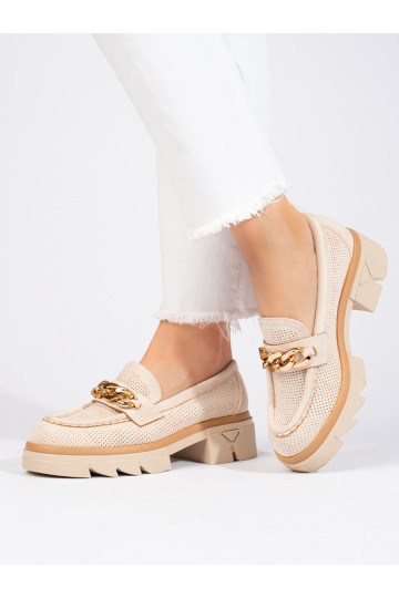 suede Women's moccasins  Shelovet light beige 2