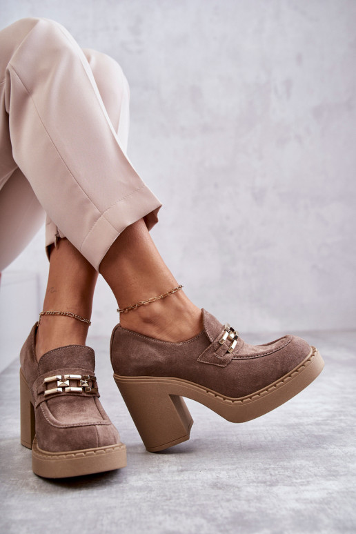 Suede shoes on a massive post Beige Jaime
