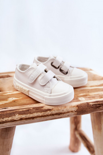 Children's Leather Sneakers With Velcro BIG STAR White 2