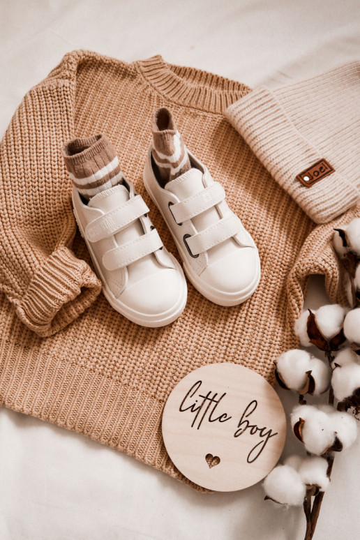 Children's Leather Sneakers With Velcro BIG STAR White