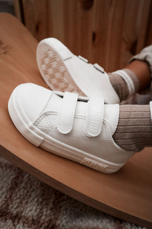 Children's Leather Sneakers With Velcro BIG STAR White