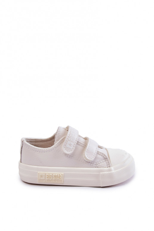 Children's Leather Sneakers With Velcro BIG STAR White