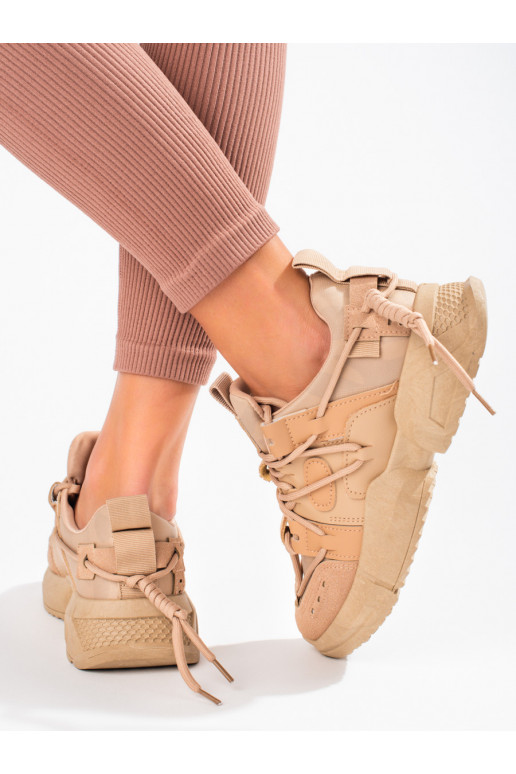 Beige Sneakers model shoes Shelovet