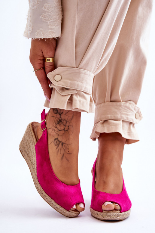 Suede Wedge Sandals Fuchsia Elsie Suede Wedge Sandals Fuchsia Elsie