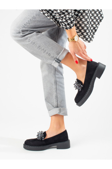Suede Women's moccasins Potocki black 2