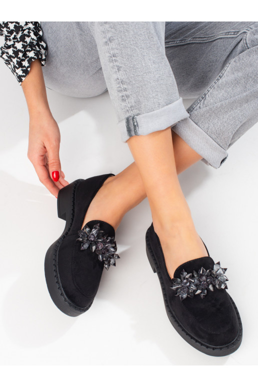 Suede Women's moccasins Potocki black
