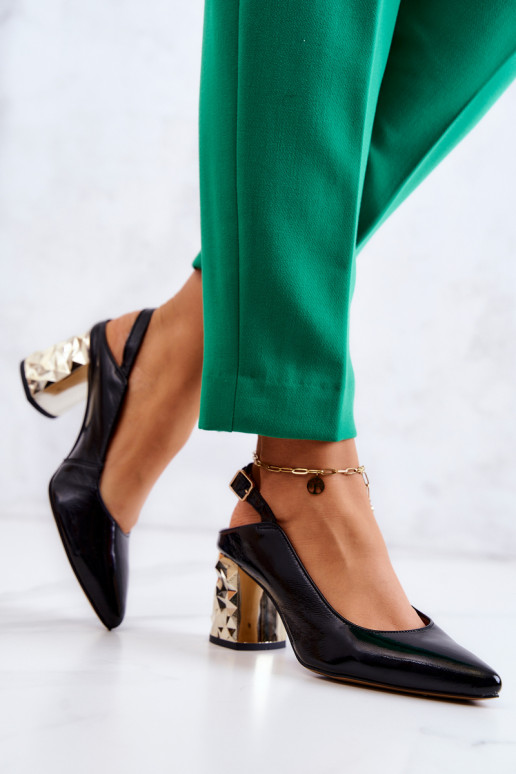 Leather Pumps On A Bar Maciejka Black Leather Pumps On A Bar Maciejka Black