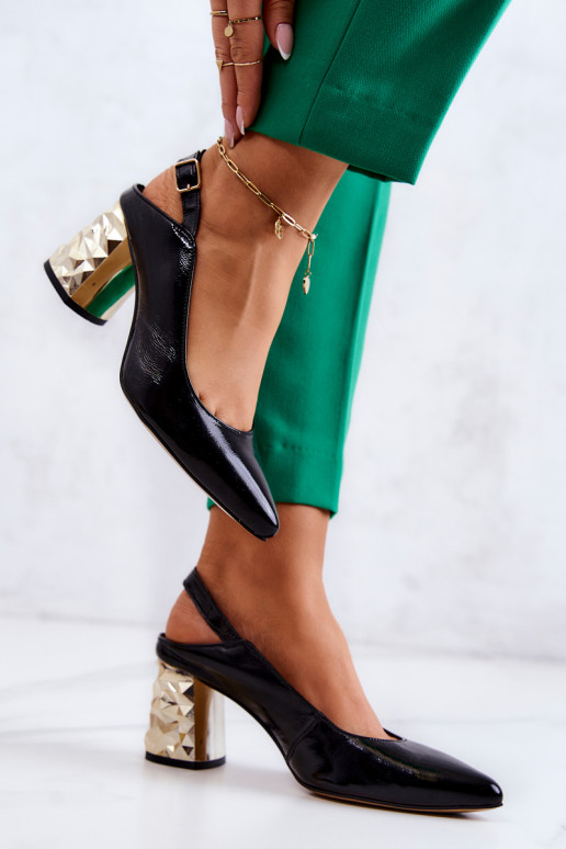 Leather Pumps On A Bar Maciejka Black Leather Pumps On A Bar Maciejka Black