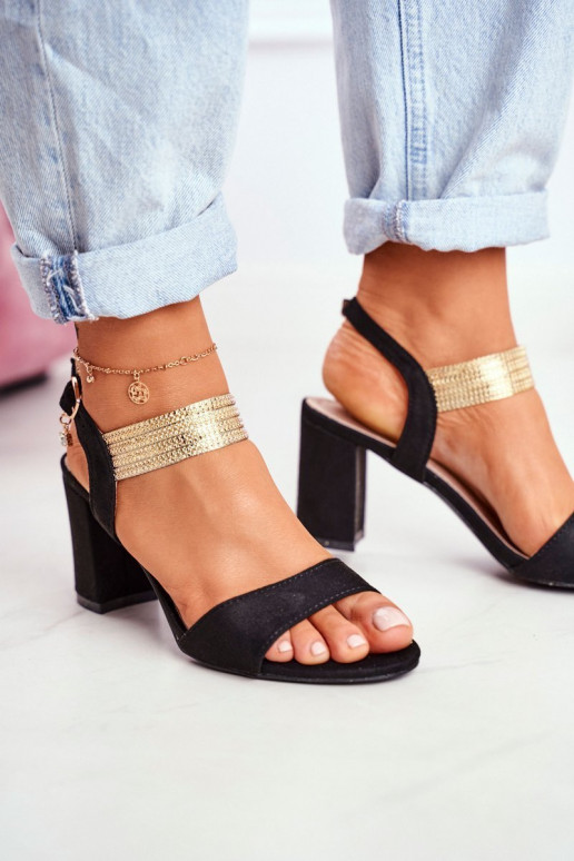 Women's Stiletto Sandals Suede Black Enjoy