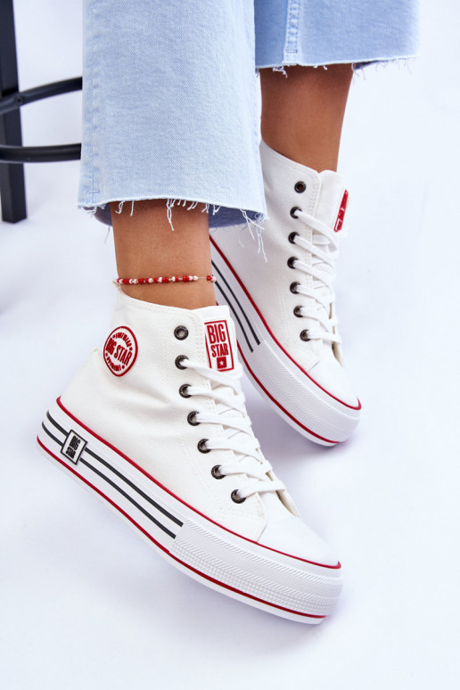 Women's High Textile Platform Sneakers Big Star White