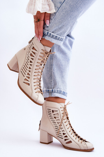 Leather Openwork Boots... 2