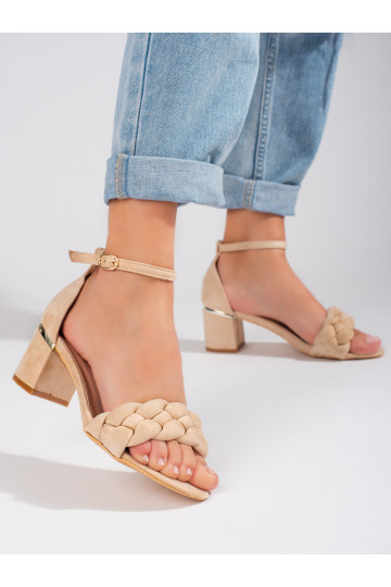 Beige  sandals on the heel...