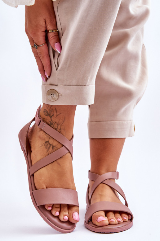 Leather Ankle Sandals Big Star Nude Leather Ankle Sandals Big Star Nude