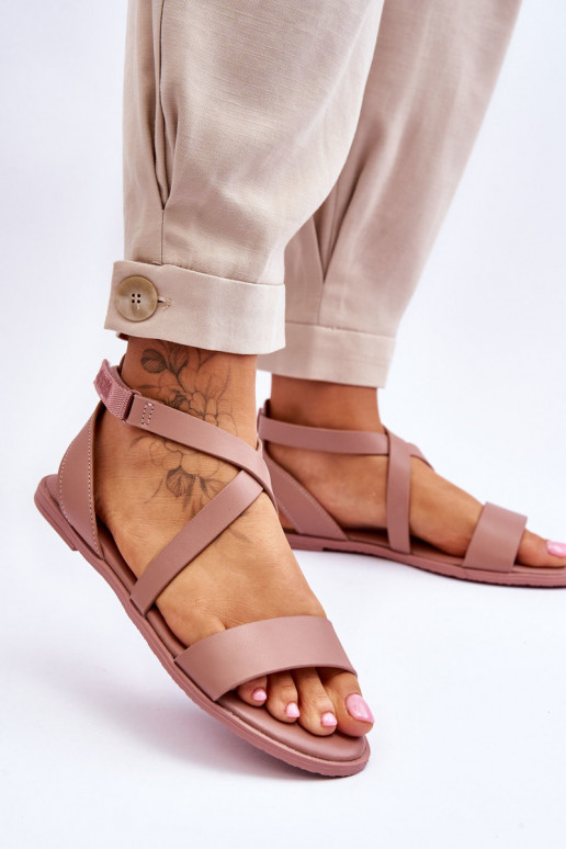 Leather Ankle Sandals Big Star Nude Leather Ankle Sandals Big Star Nude