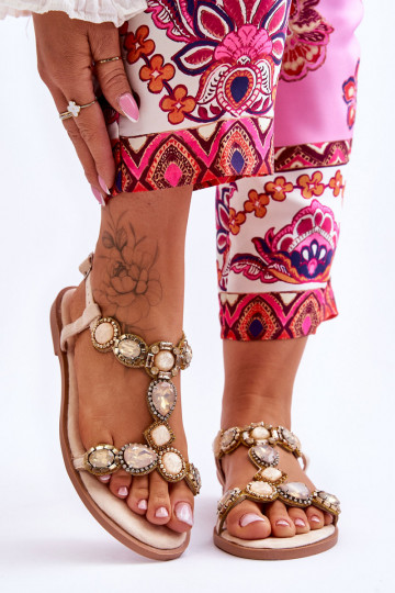 Suede Flat Sandals With...