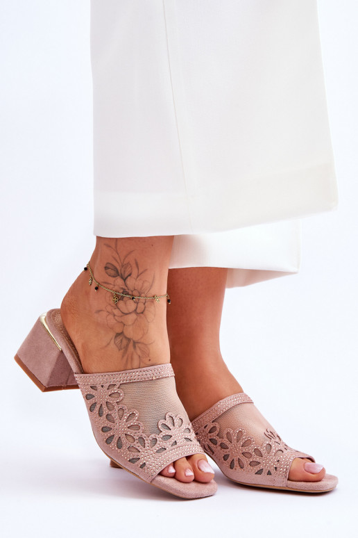 S.Barski Mesh Heeled Slippers  Nude S.Barski Mesh Heeled Slippers  Nude