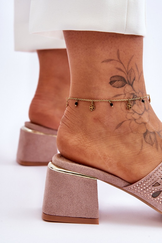 S.Barski Mesh Heeled Slippers  Nude S.Barski Mesh Heeled Slippers  Nude