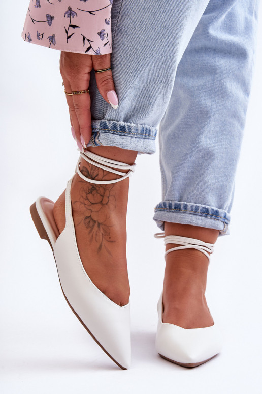 Women's Laced Ballet Flats White... Women's Laced Ballet Flats White...