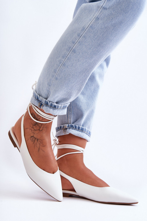 Women's Laced Ballet Flats White... Women's Laced Ballet Flats White...