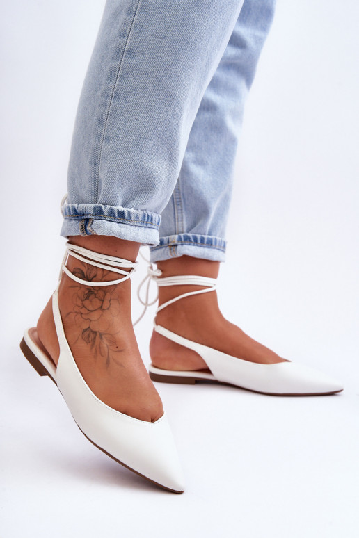 Women's Laced Ballet Flats White... Women's Laced Ballet Flats White...