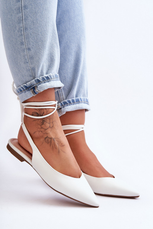 Women's Laced Ballet Flats White... Women's Laced Ballet Flats White...