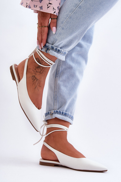 Women's Laced Ballet Flats White... Women's Laced Ballet Flats White...