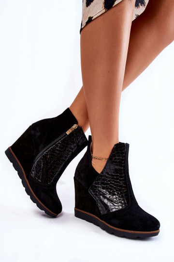 Suede Crocodile Wedge Boots...