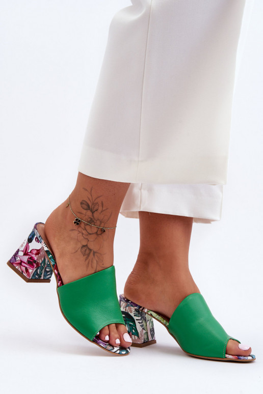 Women's Leather Mules on Heel Lewski... Women's Leather Mules on Heel Lewski...