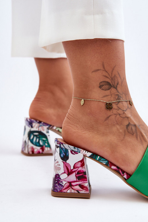 Women's Leather Mules on Heel Lewski... Women's Leather Mules on Heel Lewski...