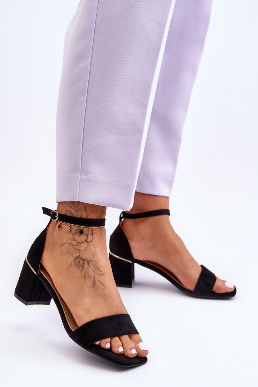 Sandals On A Stable Heel Black Palermo Sandals On A Stable Heel Black Palermo