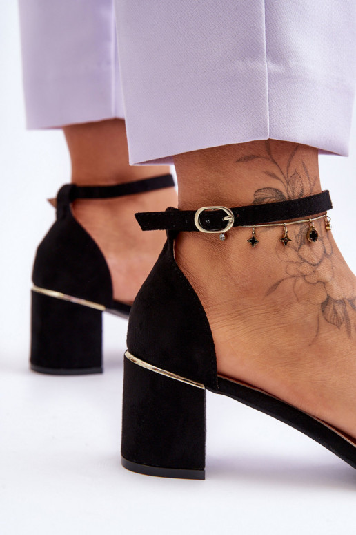 Sandals On A Stable Heel Black Palermo Sandals On A Stable Heel Black Palermo