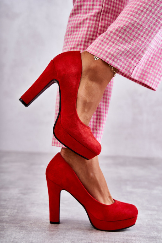 Classic Suede Pumps On Heel Red Soro Classic Suede Pumps On Heel Red Soro