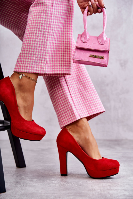 Classic Suede Pumps On Heel Red Soro Classic Suede Pumps On Heel Red Soro