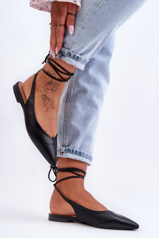 Women's Lace-up Ballet Flats Black... Women's Lace-up Ballet Flats Black...