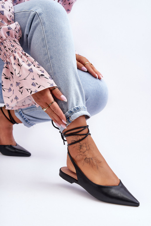 Women's Lace-up Ballet Flats Black... Women's Lace-up Ballet Flats Black...