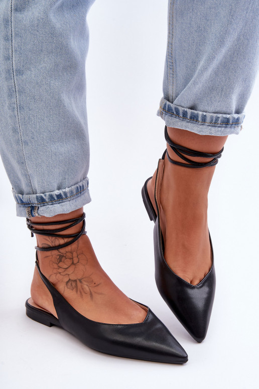 Women's Lace-up Ballet Flats Black... Women's Lace-up Ballet Flats Black...