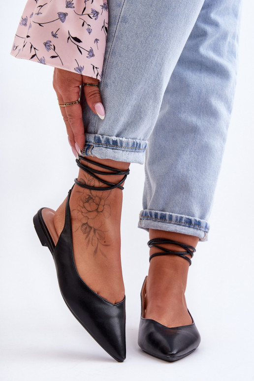 Women's Lace-up Ballet Flats Black... Women's Lace-up Ballet Flats Black...