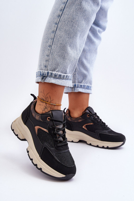 Platform Lace-up Sports Shoes Black... Platform Lace-up Sports Shoes Black...