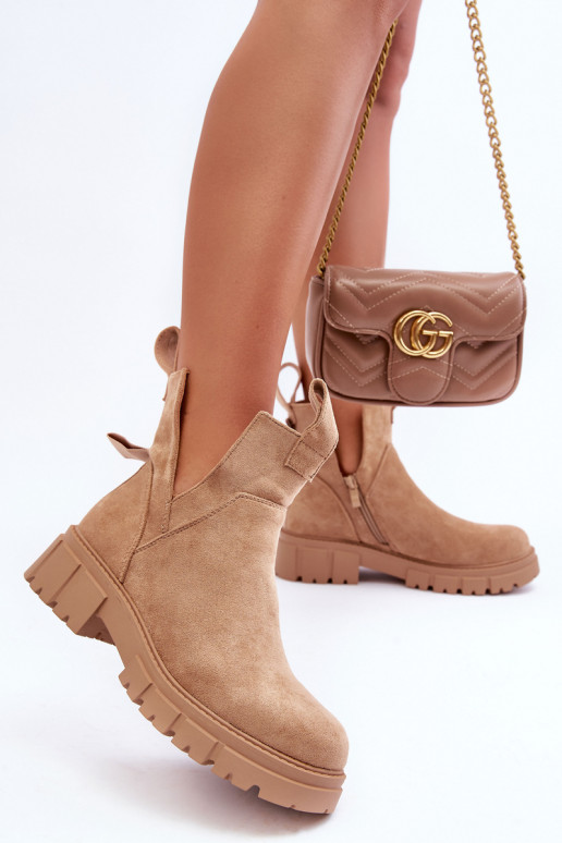 Cutout Worker Boots Beige Heaven Cutout Worker Boots Beige Heaven