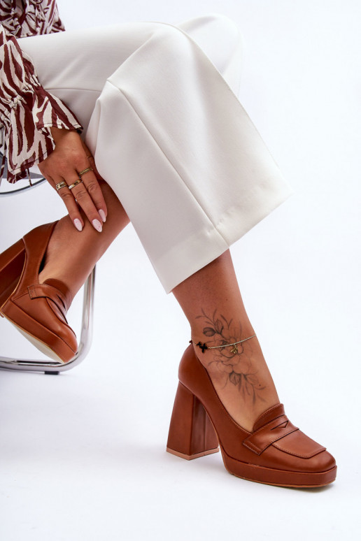 Women's Leather High Heel Shoes Camel... Women's Leather High Heel Shoes Camel...