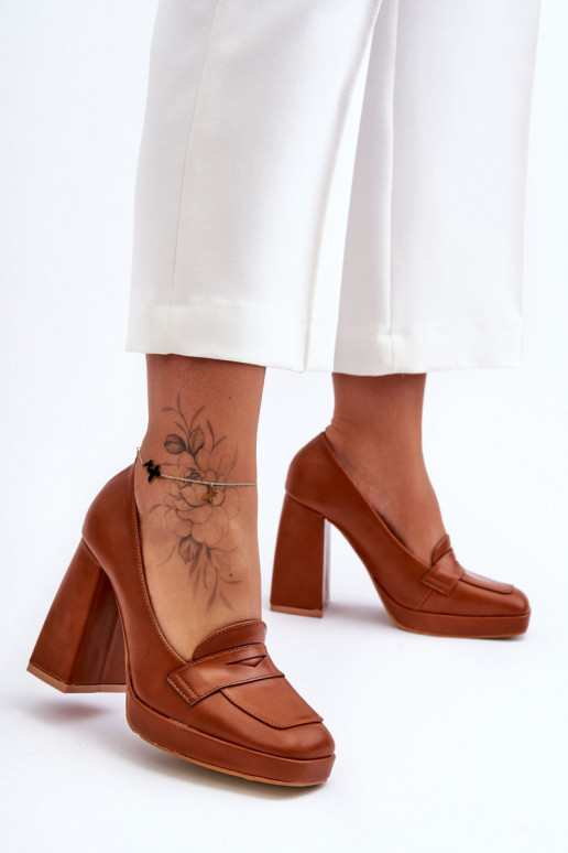 Women's Leather High Heel Shoes Camel... Women's Leather High Heel Shoes Camel...