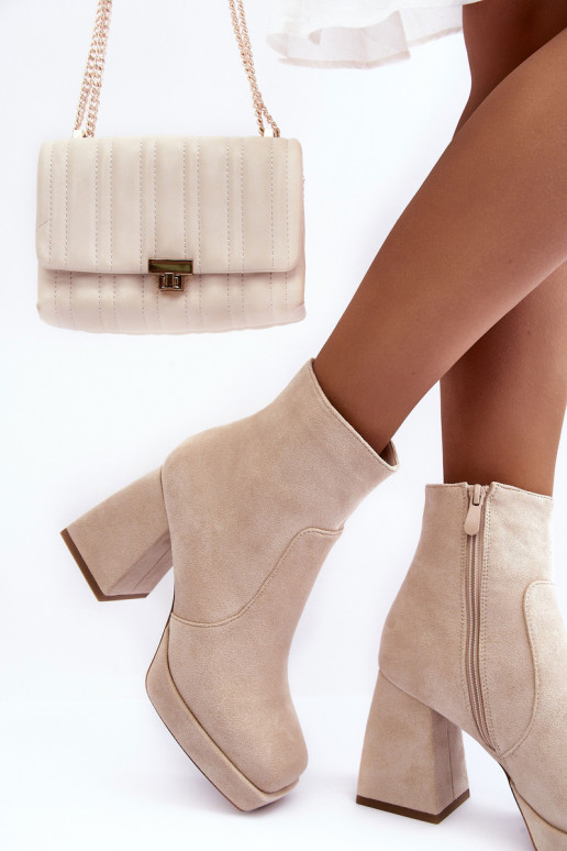 Suede Heeled Boots Beige Makeline Suede Heeled Boots Beige Makeline
