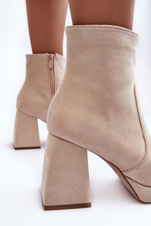 Suede Heeled Boots Beige Makeline Suede Heeled Boots Beige Makeline