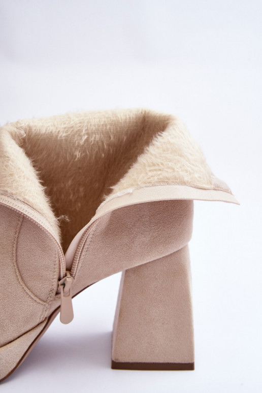 Suede Heeled Boots Beige Makeline Suede Heeled Boots Beige Makeline
