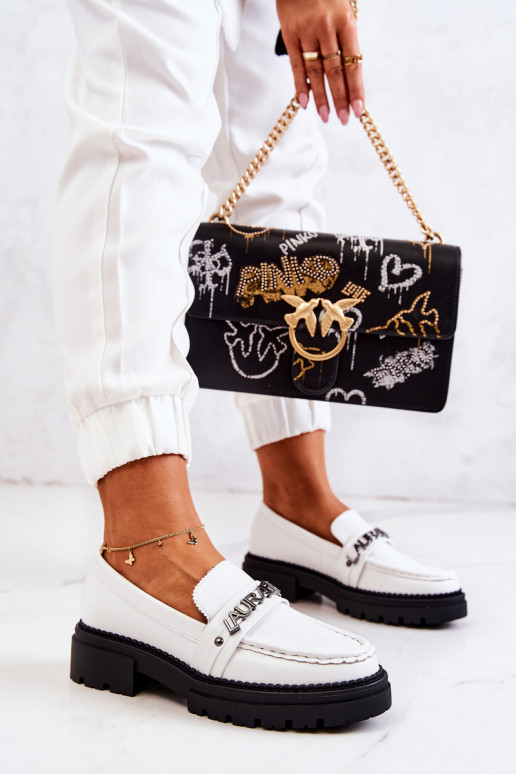 Leather Loafers Letters La.Fi White... Leather Loafers Letters La.Fi White...