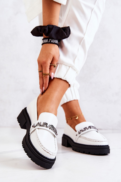 Leather Loafers Letters La.Fi White... Leather Loafers Letters La.Fi White...